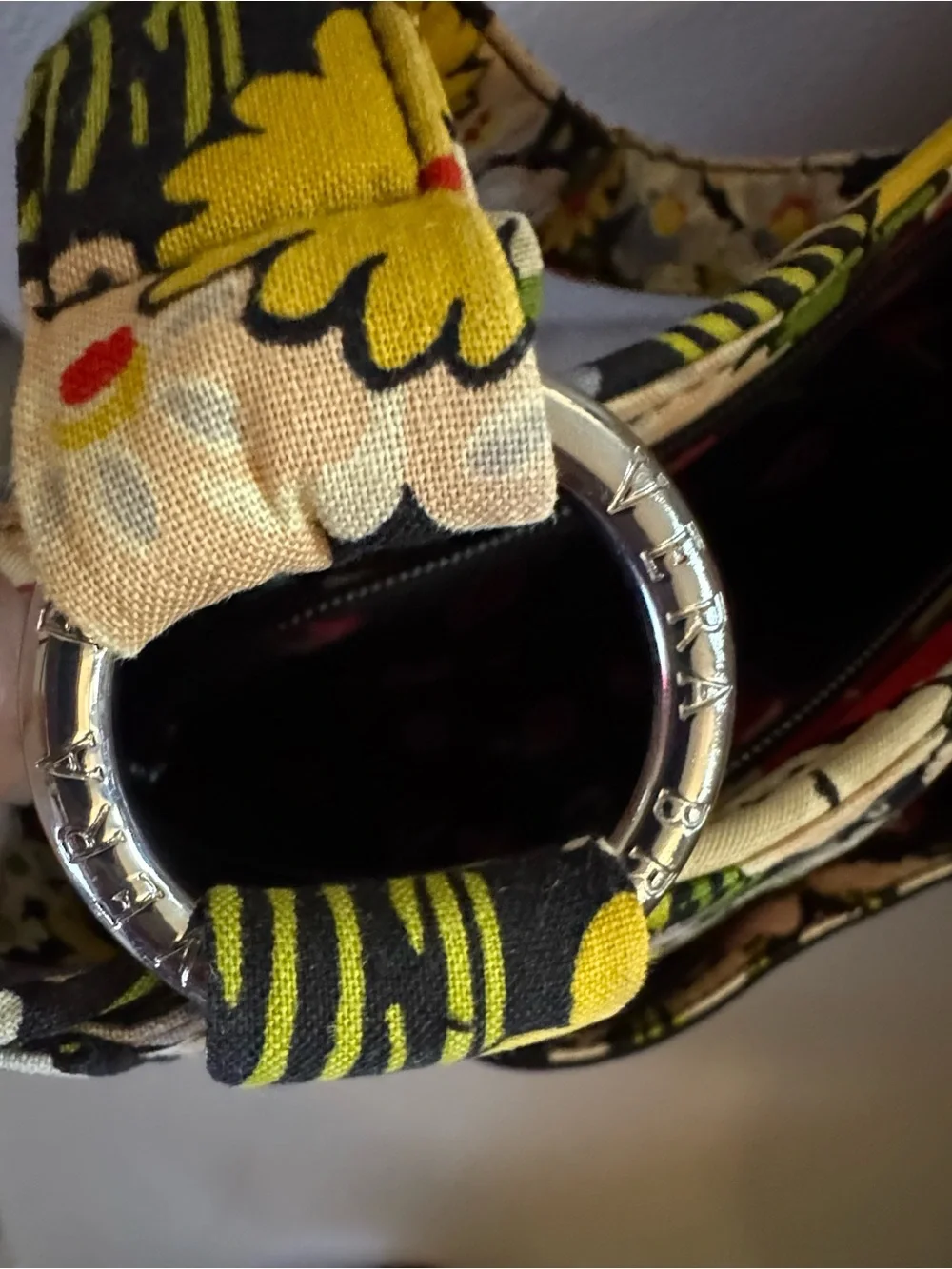 Vera Bradley Black Multi Floral Quilted Shoulder Bag